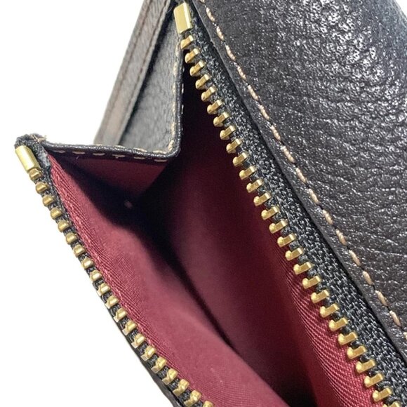 Auth COACH Wyn Small Wallet C3161 Dark Brown Brown Black PVC Leather - - Picture 5 of 5